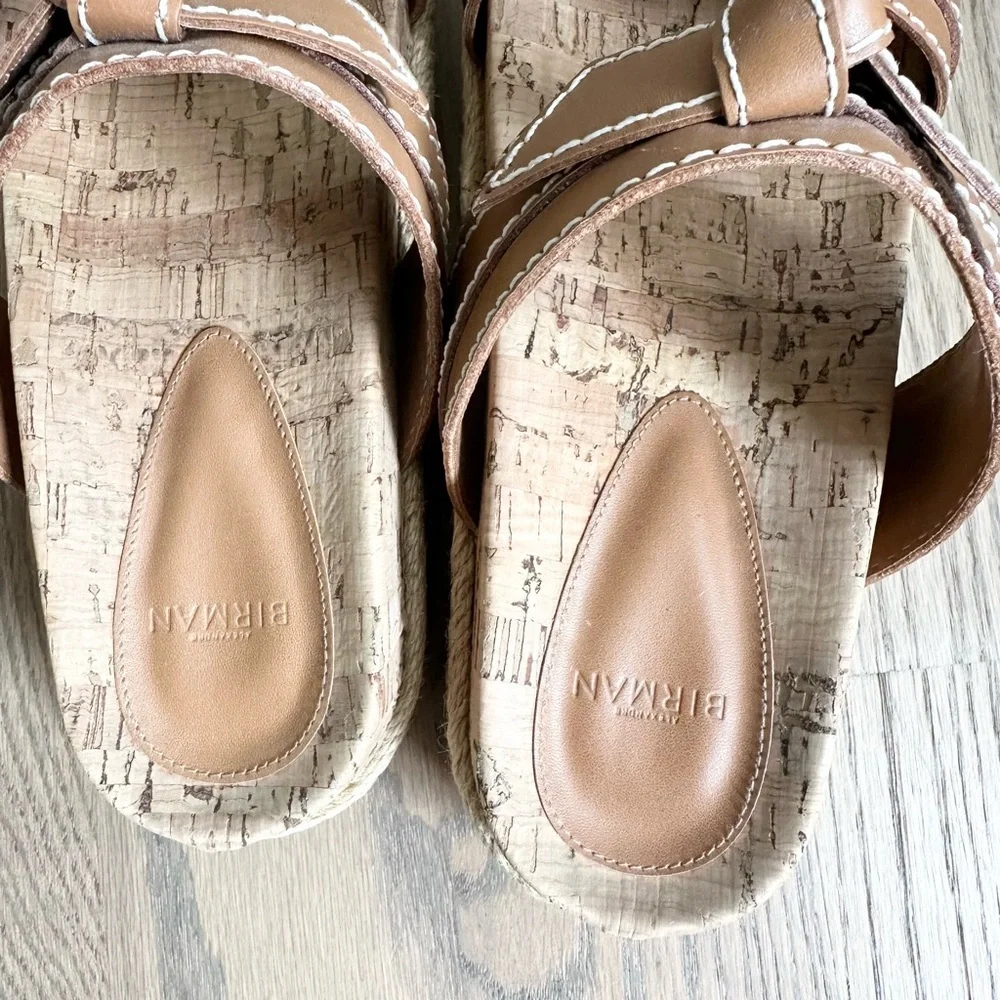 Alexandre Birman Clarita Flatform Cork Leather Bow Espadrilles Sandals